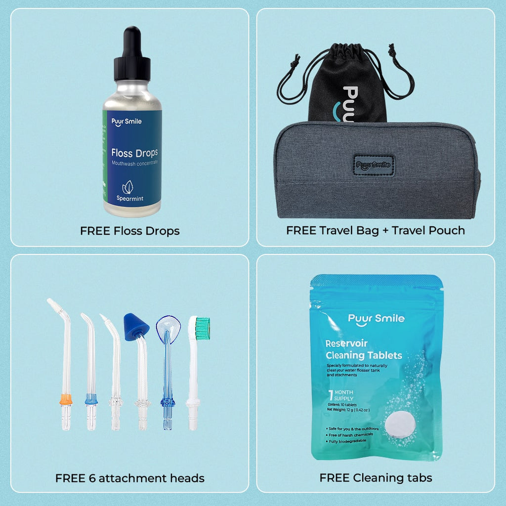 PUURSMILE ВОДА ФЛОСЕР – 55% ОТСТЪПКА В ЧЕРЕН ПЕТЪК + 4 БЕЗПЛАТНИ ПОДАРЪКА