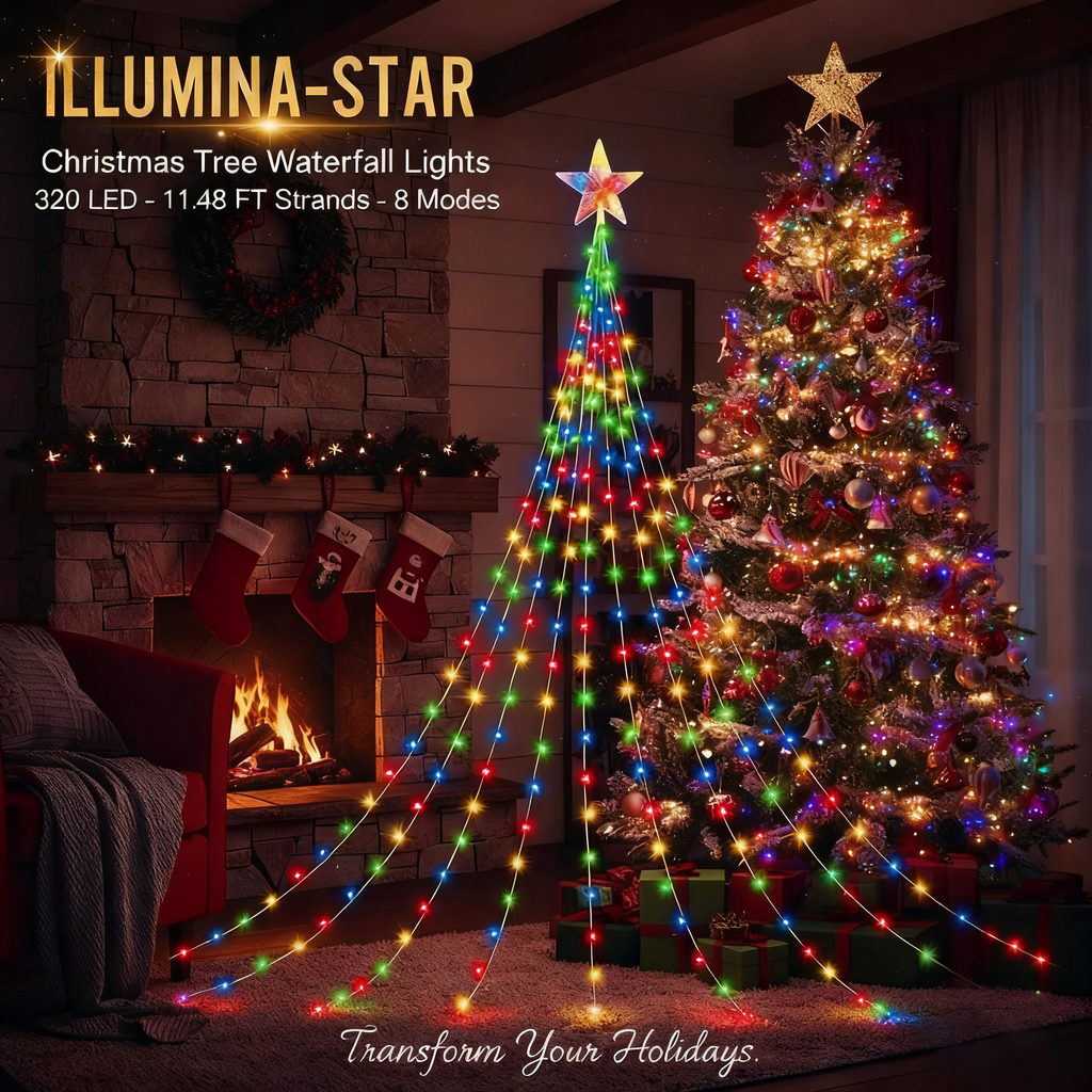 🎁Ранна празнична разпродажба 50% ОТСТЪПКА🎄Коледни светлини „Каскада от звезди“