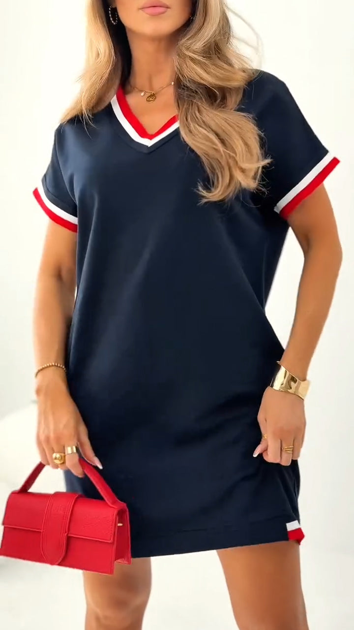 Дамска ежедневна рокля с контрастен подгъв