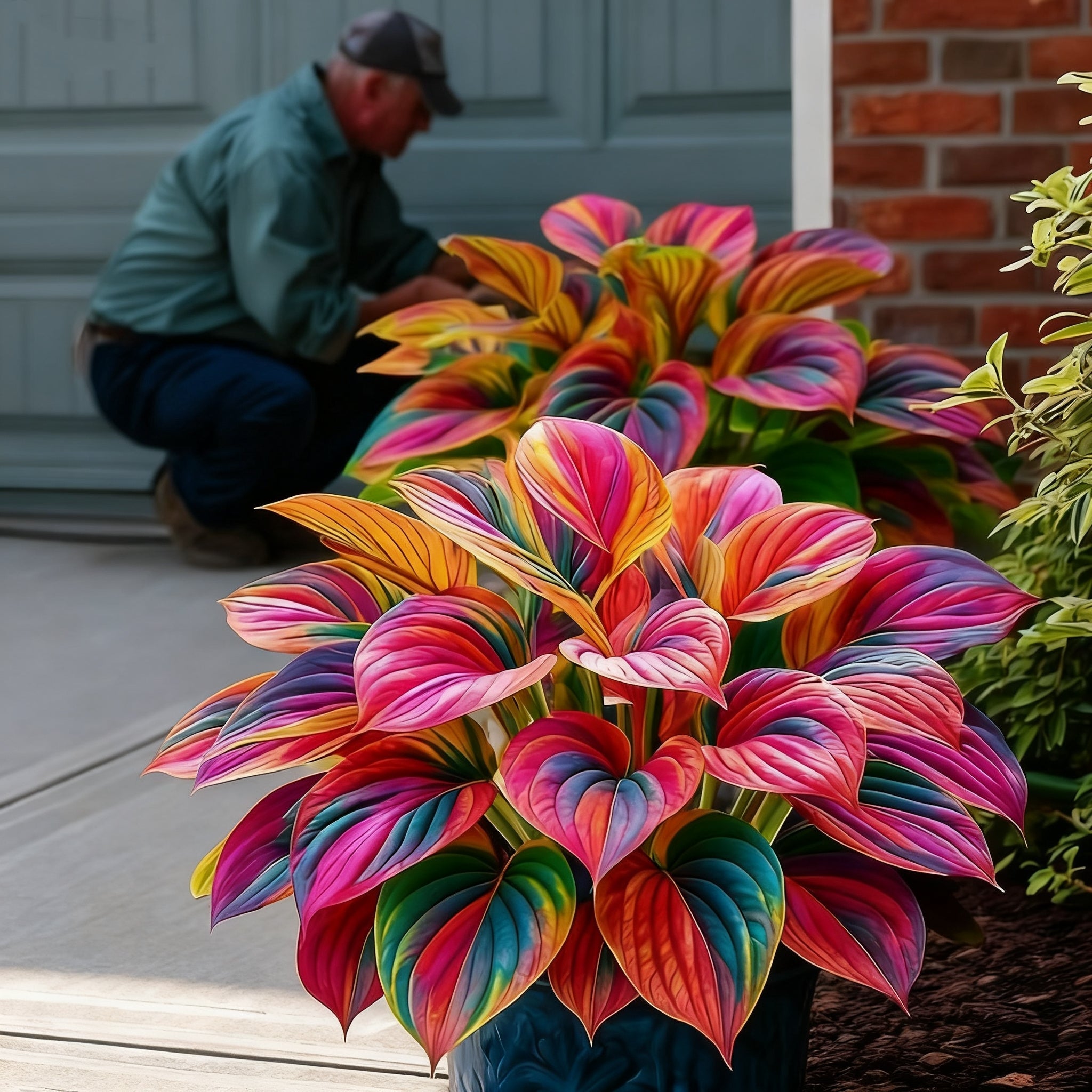 🌈🔥 Лимитирана серия хости с дъгови пламъци - рядка многоцветна листа, ексклузивно в нашия магазин 🌸