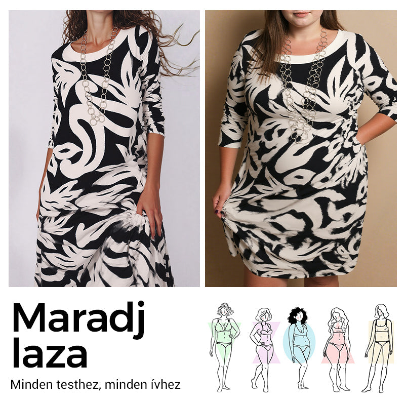 🌼Елегантна, свободна дамска рокля с обло деколте и шарки