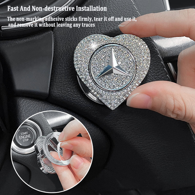 Гореща разпродажба 2025 г.🔥Защитен калъф за стартиране с един бутон във формата на сърце, инкрустиран с диаманти