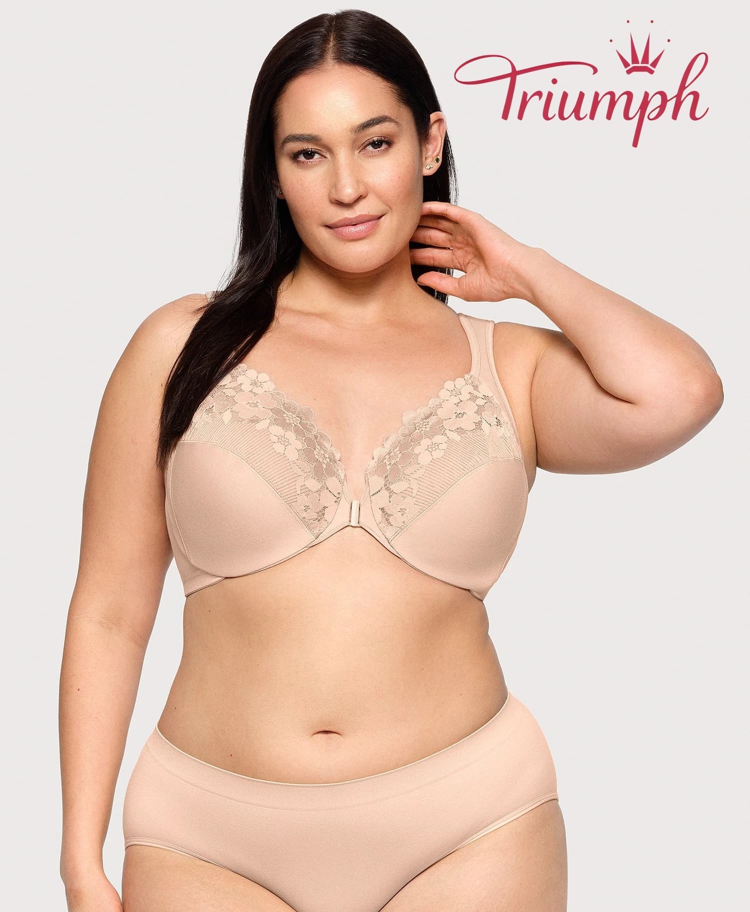 Triumph - (3 db-os) pamut melltartó hímzett csipkével, elöl záródó
