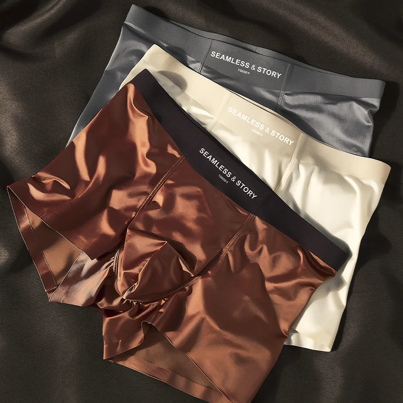 (3 бр.) Елегантно мъжко бельо от коприна Ice Silk от Mulberry Silk Антимикробни мъжки боксерки