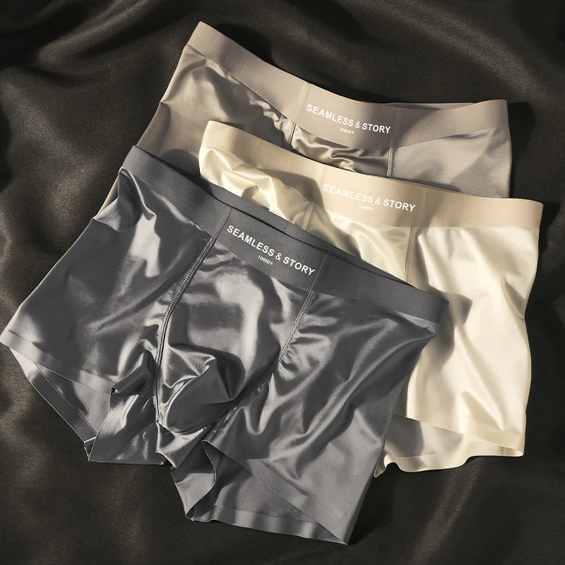 (3 бр.) Елегантно мъжко бельо от коприна Ice Silk от Mulberry Silk Антимикробни мъжки боксерки