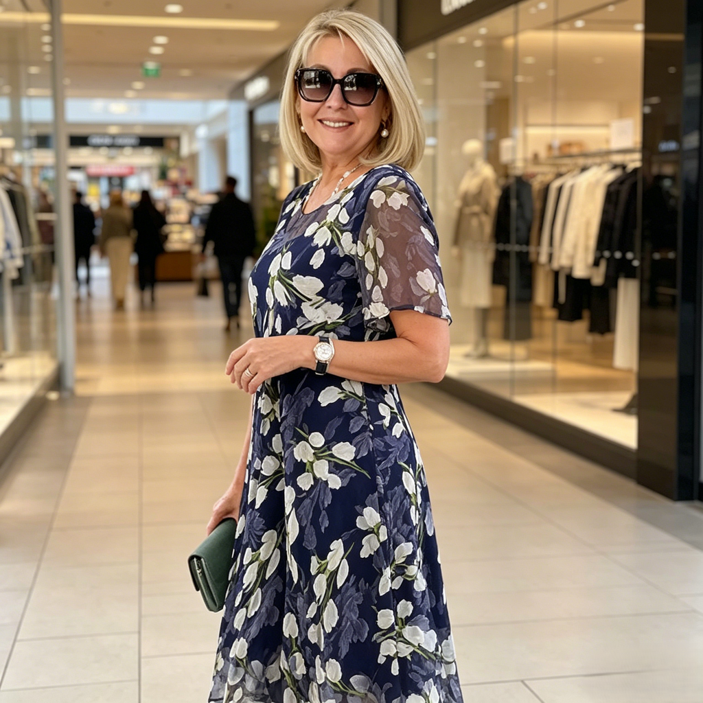Дамска рокля за парти с А-силует и флорален мотив👗