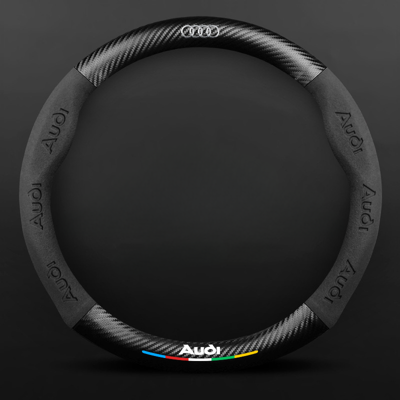 TrackVibe | Черен калъф за волан от карбонов велур – противоплъзгащ и устойчив на износване