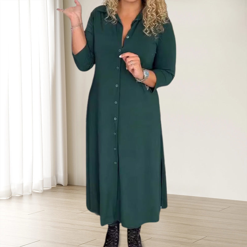 ✨ Рокля с дълъг ръкав, ревер и копчета