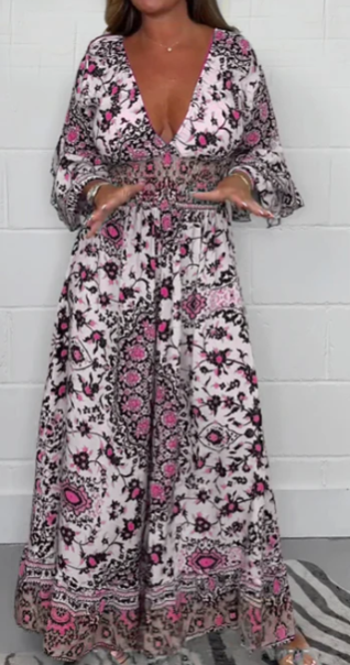 S-5XL🥰Дамски гащеризон с V-образно деколте и щампа