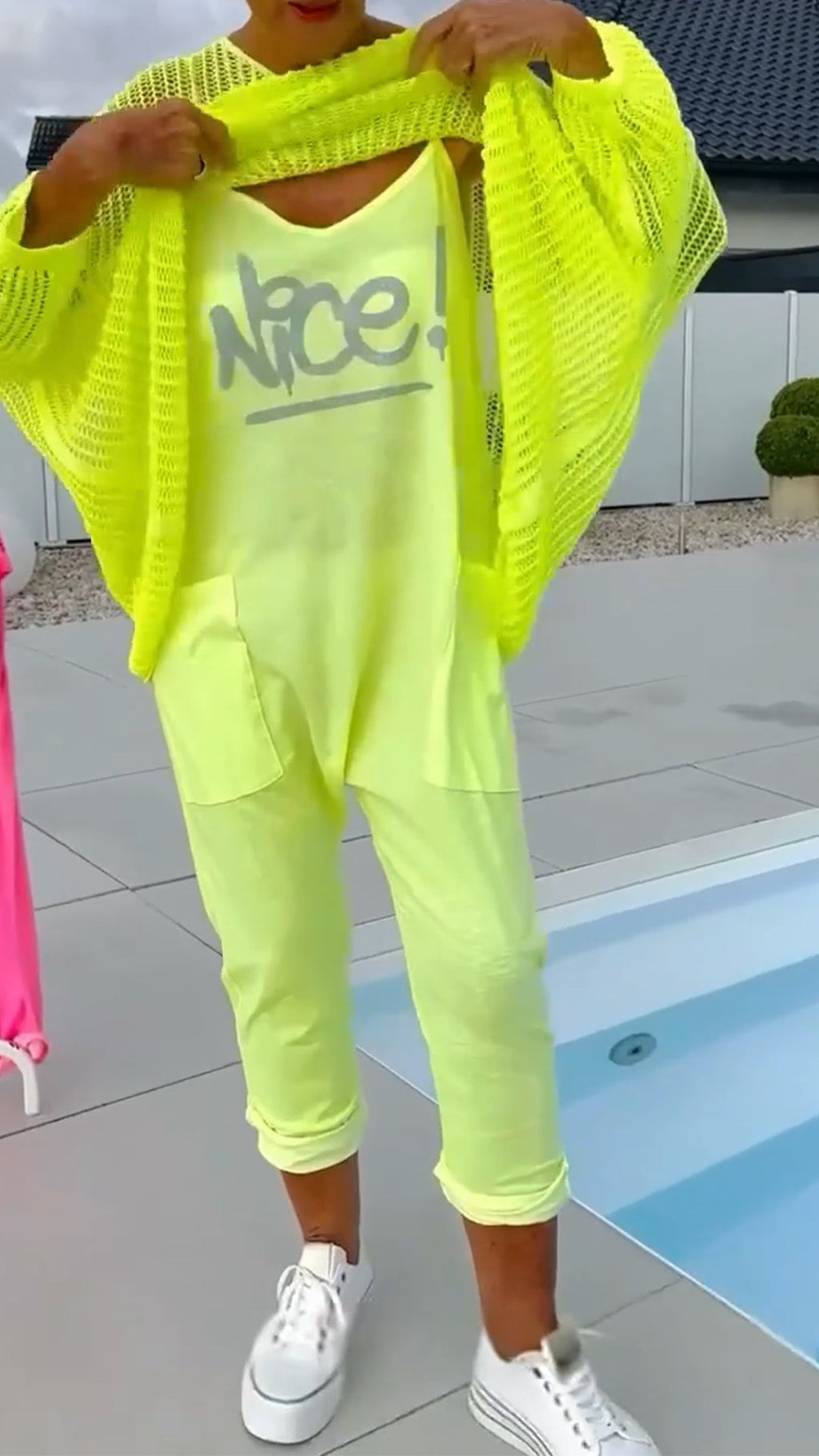 🌸Дамски гащеризон + свободен топ с разкроен шал