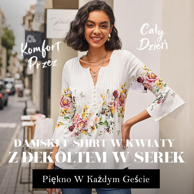 🌺 Дамска риза с V-образно деколте и щампа✨