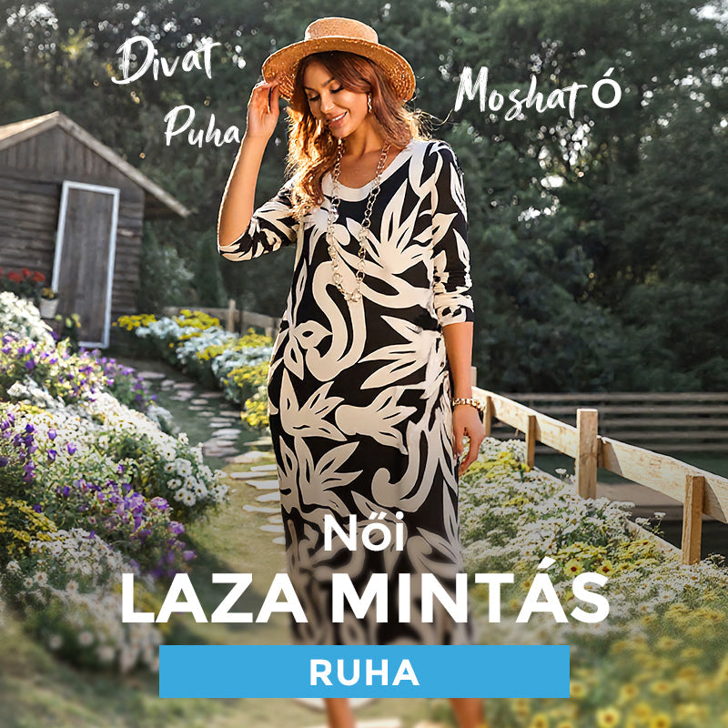 🌼Елегантна, свободна дамска рокля с обло деколте и шарки