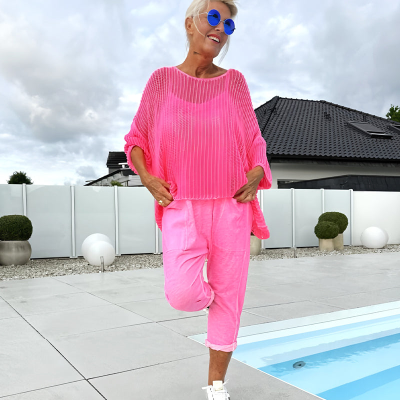 🌸Дамски гащеризон + свободен топ с изрез