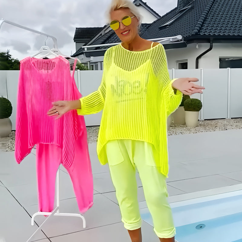 🌸Дамски гащеризон + свободен топ с изрез