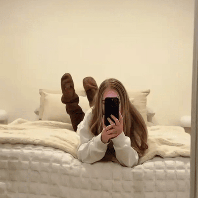 Чорапи до коляното от гъши пух за Коледа