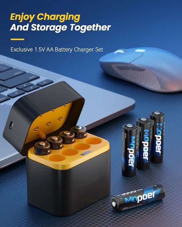 🔋Интелигентен зарядно устройство и кутия за съхранение на батерии 💡Защита срещу презареждане