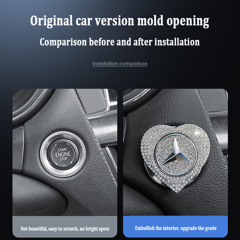 Гореща разпродажба 2025 г.🔥Защитен калъф за стартиране с един бутон във формата на сърце, инкрустиран с диаманти