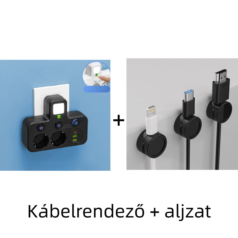 🔌⚡Интелигентен захранващ кабел с USB портове (EU щепсел)