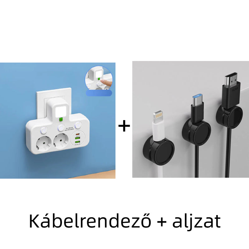 🔌⚡Интелигентен захранващ кабел с USB портове (EU щепсел)