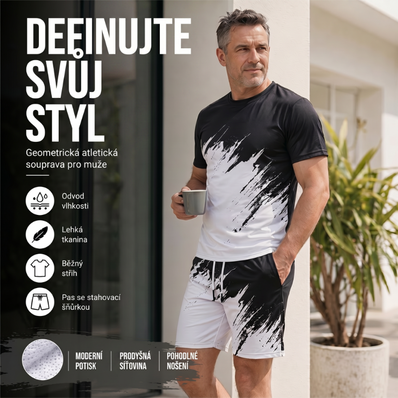 Tűnj ki a tömegből egy dinamikus 3D-s mintás férfi nyári dinamikus mintás szettben. Utánvétes fizetés! 🔥