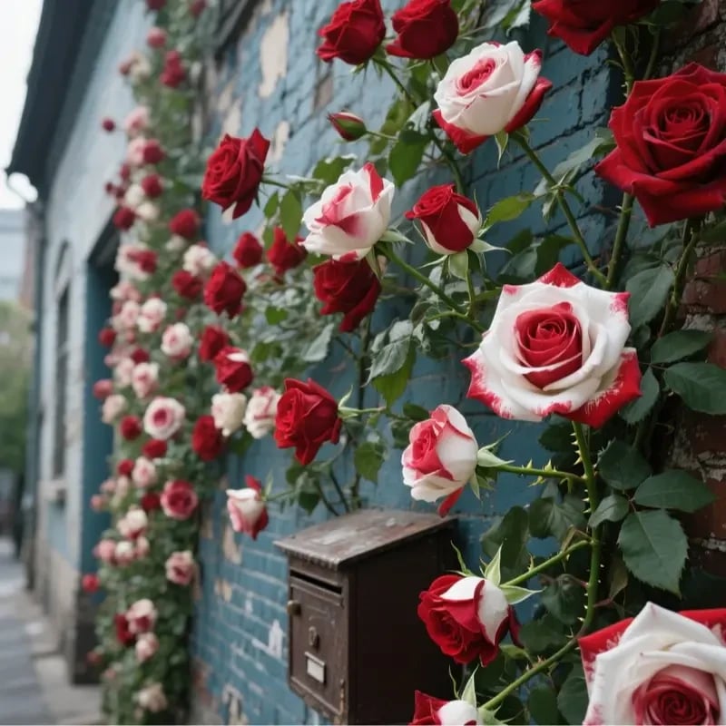 🌹 200/1000 бр. Редки семена на двойни червени и бели рози - Ярки градински цветове