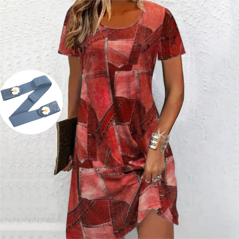 👗Női lezser ruha patchwork mintával