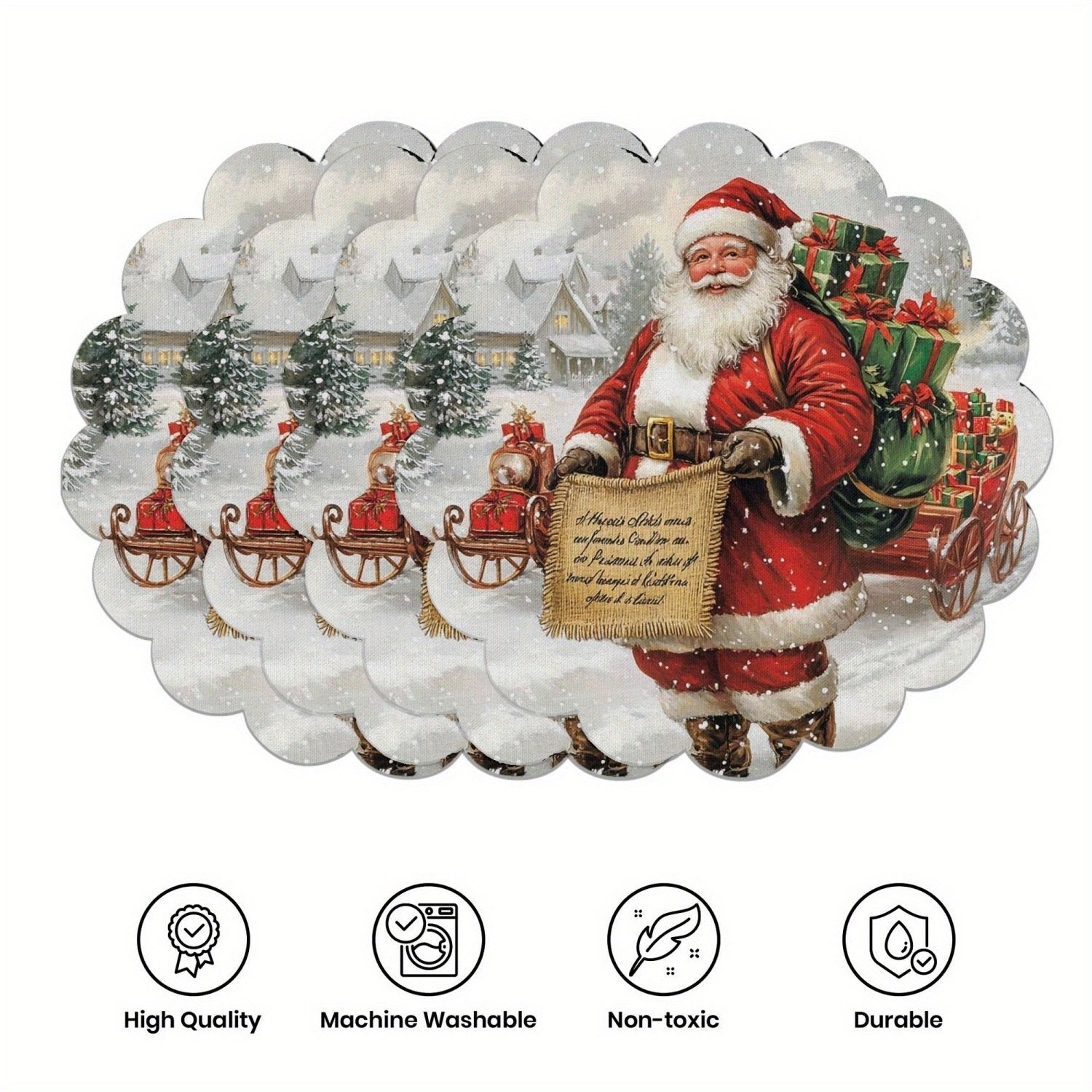 10 бр. Зимни подложки за хранене във формата на коледни звезди и шишарки, подложки за маса, изработени от неплъзгаща се материя