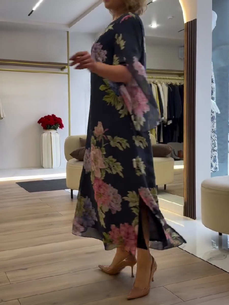 Уникална макси рокля с флорален принт