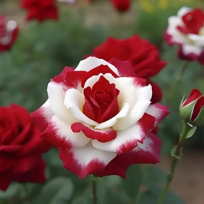 🌹 200/1000 бр. Редки семена на двойни червени и бели рози - Ярки градински цветове