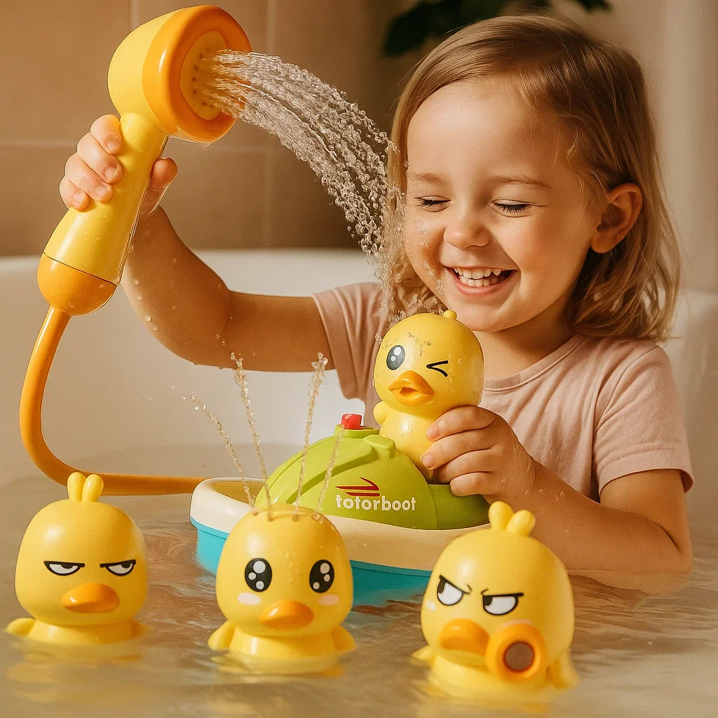 🦆 Електрическа водна играчка с патешка лодка – плискаща вода и интерактивно забавление! 💦