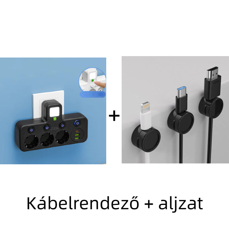 🔌⚡Интелигентен захранващ кабел с USB портове (EU щепсел)