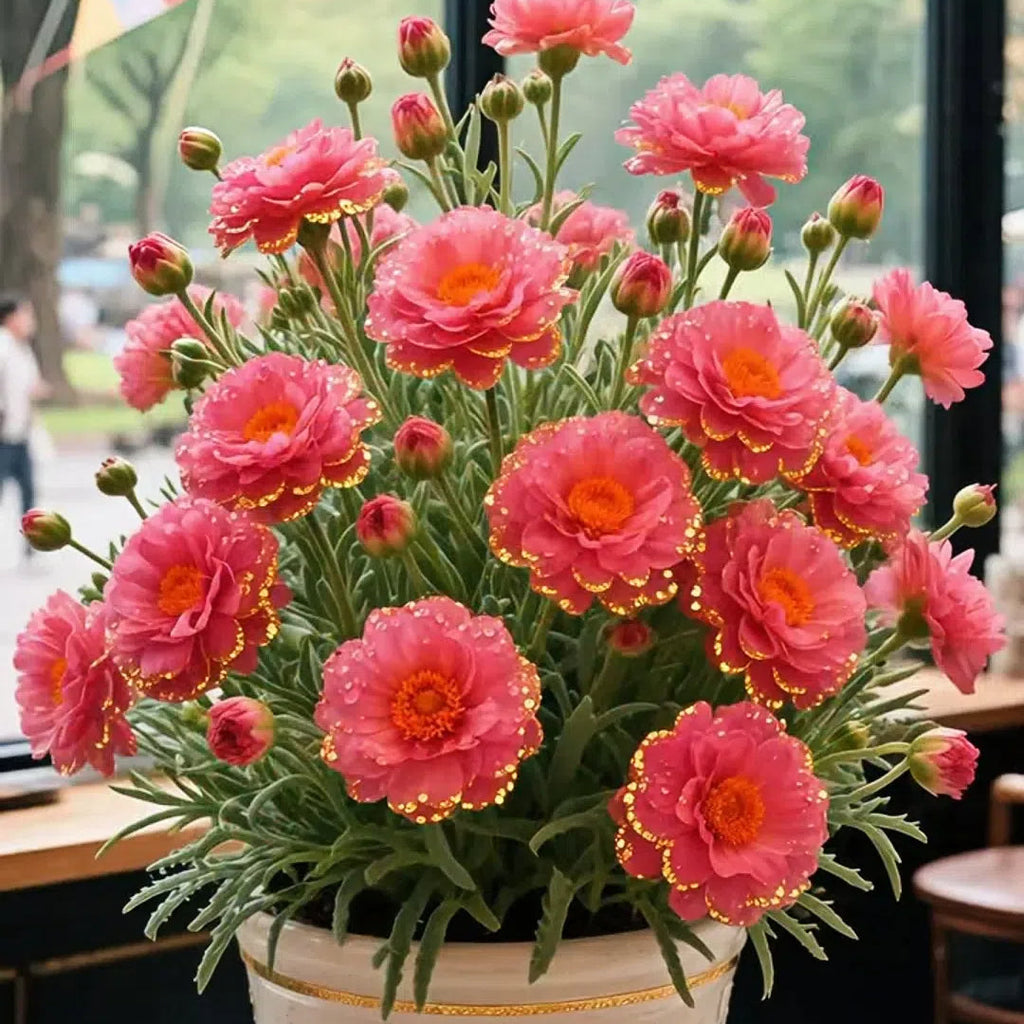 Златна дантелена портулака🌸✨ Разкошни двойни цветове за безпроблемно лято
