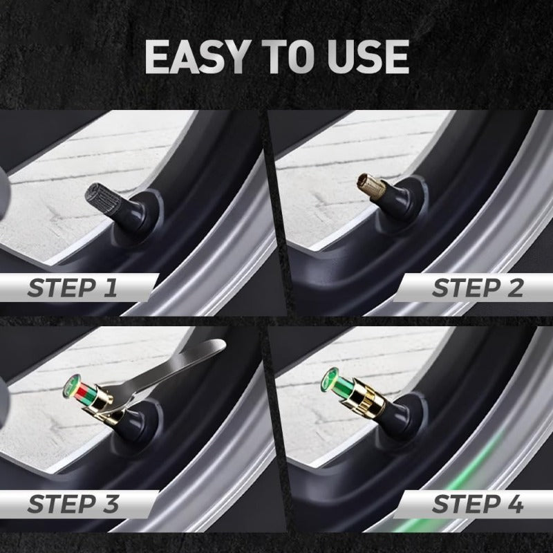 3-цветни капачета за предупреждение за налягането в гумите