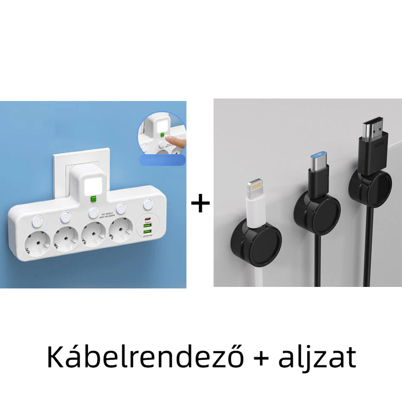🔌⚡Интелигентен захранващ кабел с USB портове (EU щепсел)