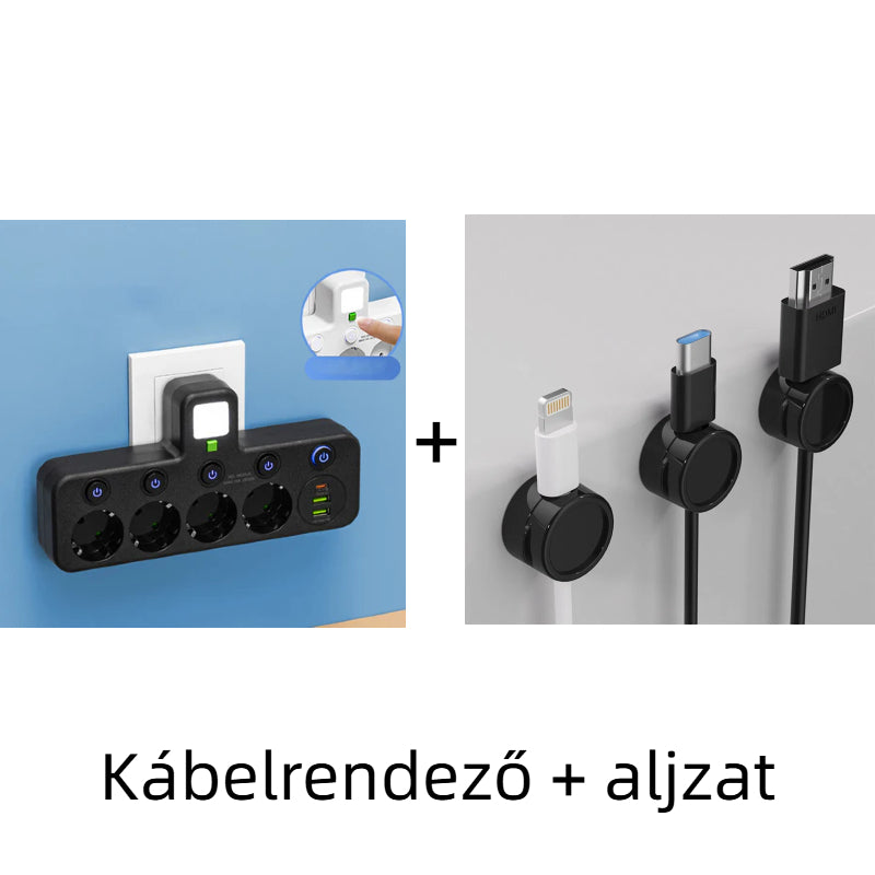 🔌⚡Интелигентен захранващ кабел с USB портове (EU щепсел)