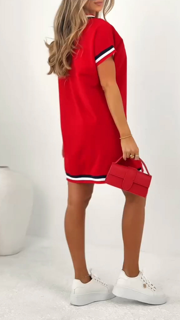 Дамска ежедневна рокля с контрастен подгъв