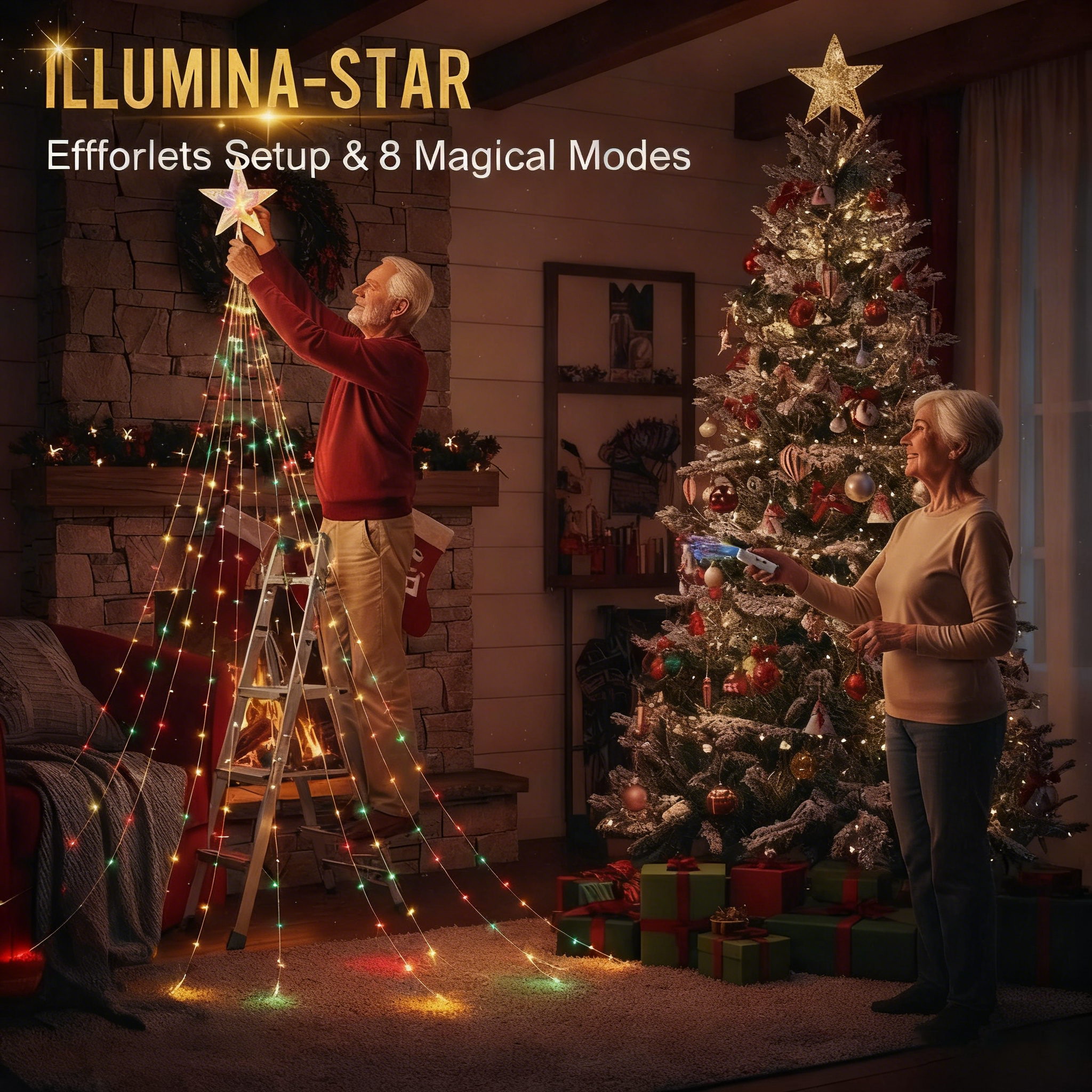 🎁Ранна празнична разпродажба 50% ОТСТЪПКА🎄Коледни светлини „Каскада от звезди“