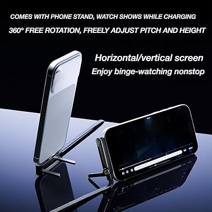 📱 240W плетен кабел за бързо зареждане с вградена стойка за телефон - Нов сгъваем издръжлив USB-C Type-C кабел 2026 (2 броя)