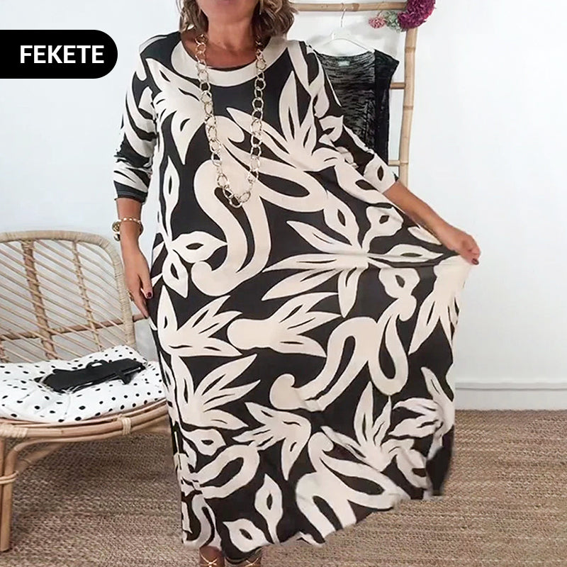 🌼Елегантна, свободна дамска рокля с обло деколте и шарки