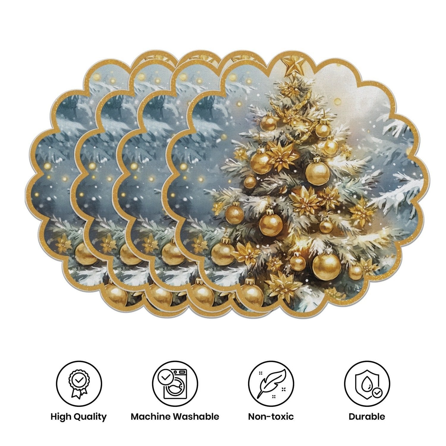 10 бр. Зимни подложки за хранене във формата на коледни звезди и шишарки, подложки за маса, изработени от неплъзгаща се материя