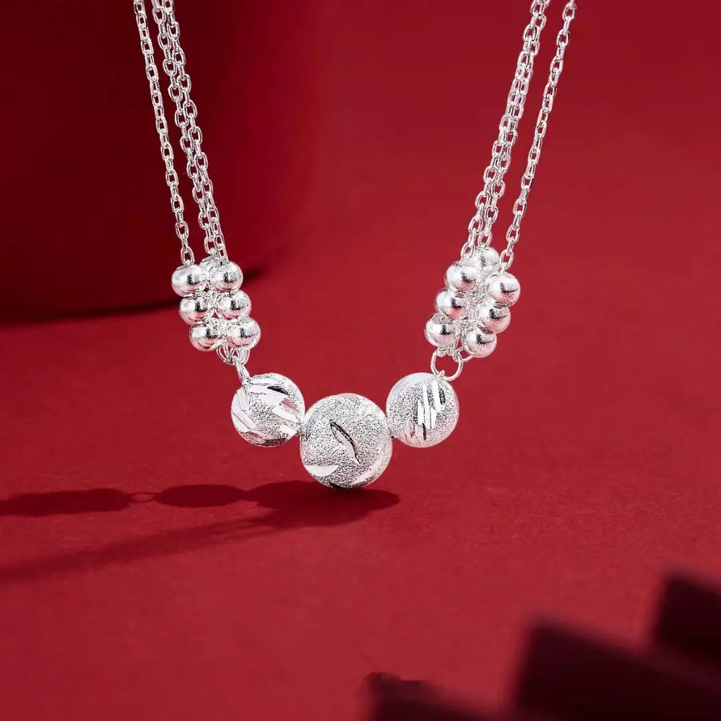 🎁🔥[Колие + Гривна]✨Комплект бижута с гравирано сребърно колие