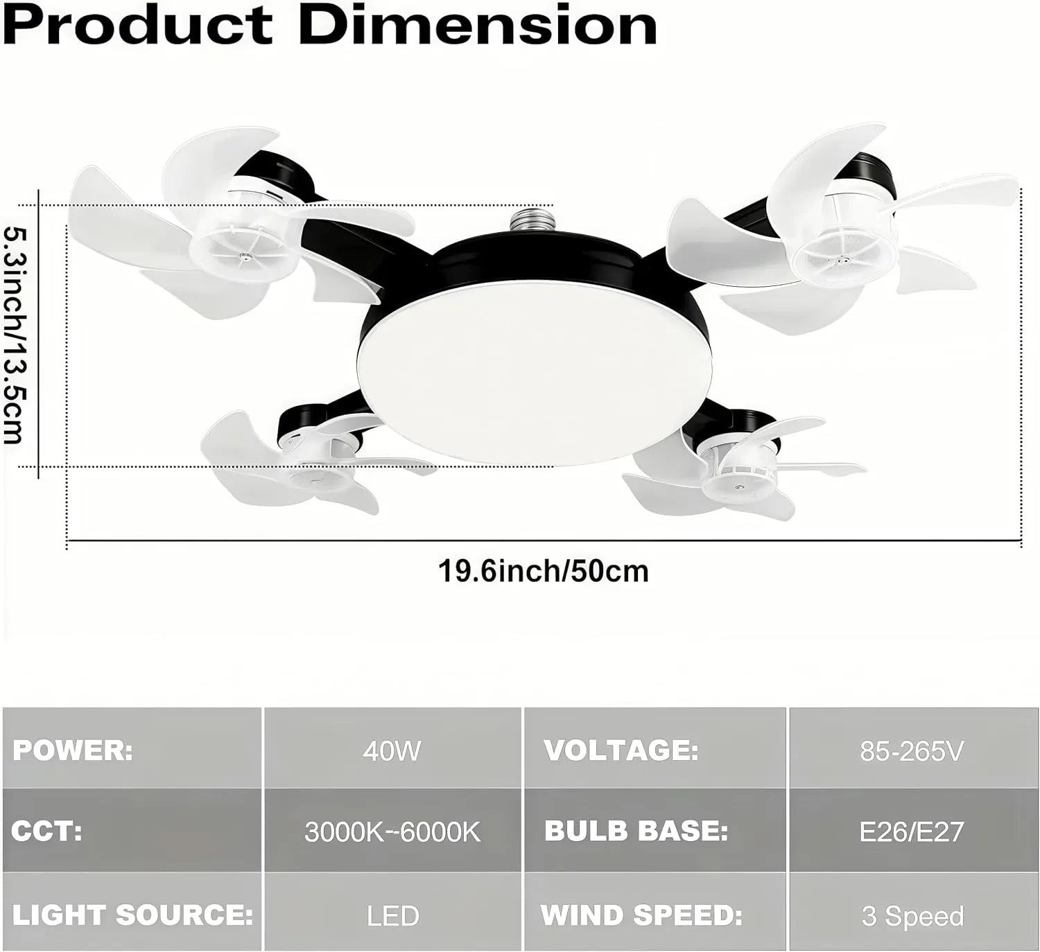 Modern mennyezeti ventilátorlámpa E27-es foglalattal (2026-os modell) - csendes 2 az 1-ben LED ventilátor távirányítóval