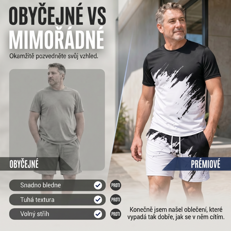 Tűnj ki a tömegből egy dinamikus 3D-s mintás férfi nyári dinamikus mintás szettben. Utánvétes fizetés! 🔥