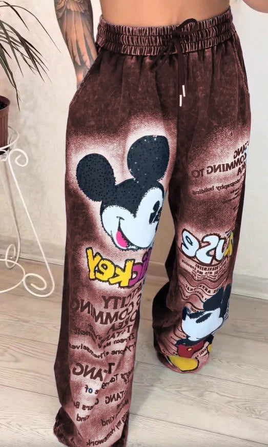 Модерни дънки с широки крачоли в горещ керемиден цвят