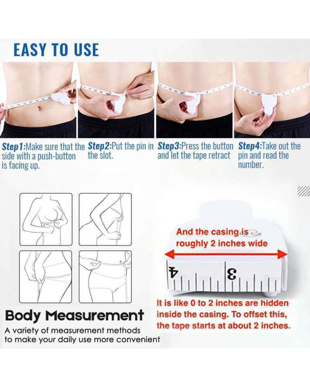 🔥 Купете 1, вземете 1 безплатно 🔥 Многофункционална ролетка за измерване на тялото 📏✨