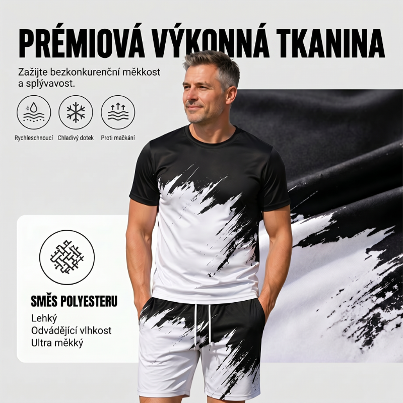 Tűnj ki a tömegből egy dinamikus 3D-s mintás férfi nyári dinamikus mintás szettben. Utánvétes fizetés! 🔥