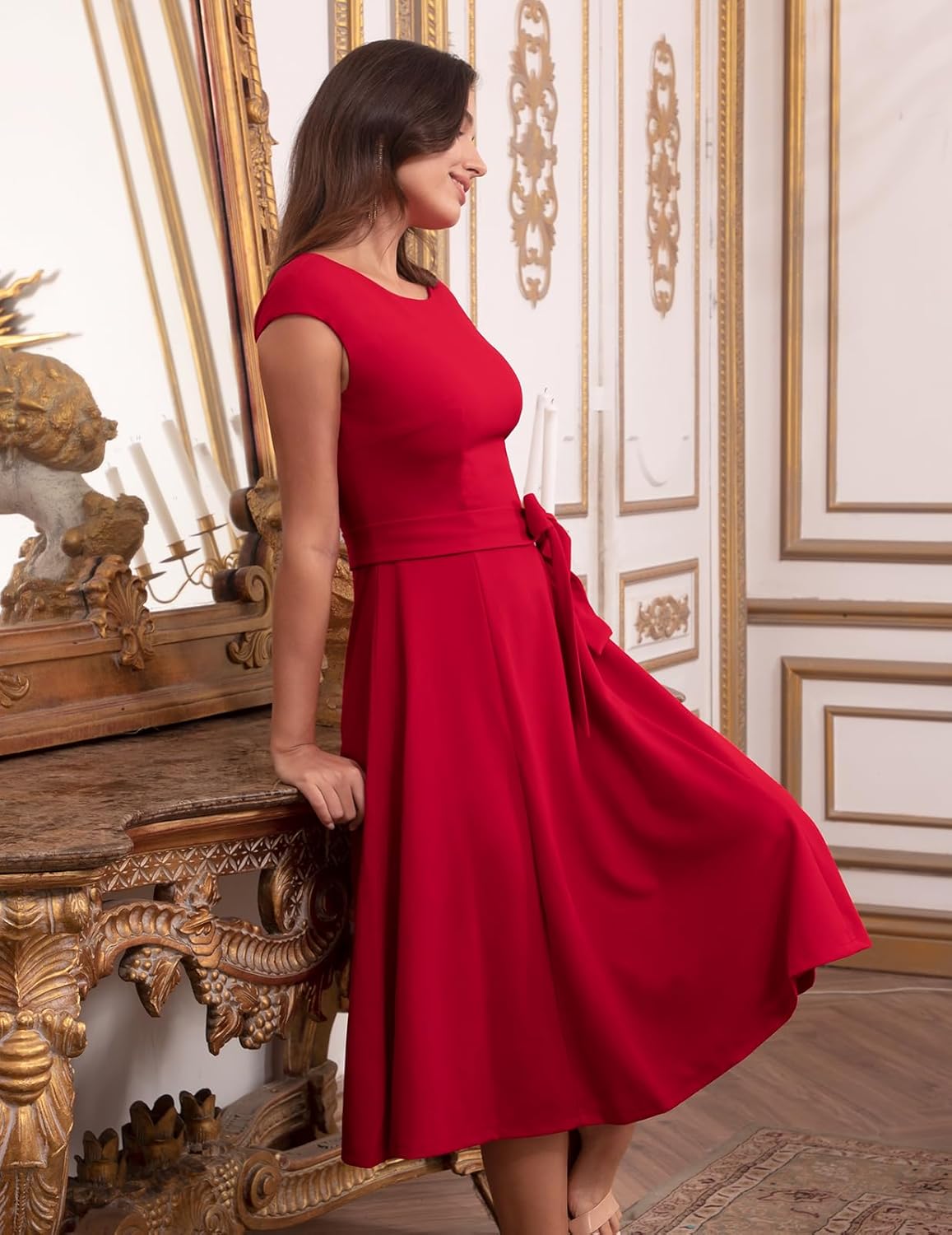 Коктейлни рокли DRESSTELLS за жени, официални сватбени рокли, скромни бални рокли за църковен прием през 2025 г.