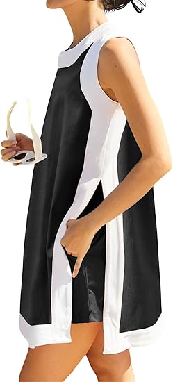 👗Дамски ежедневни топове без ръкави с цветни блокове и джобове🥰