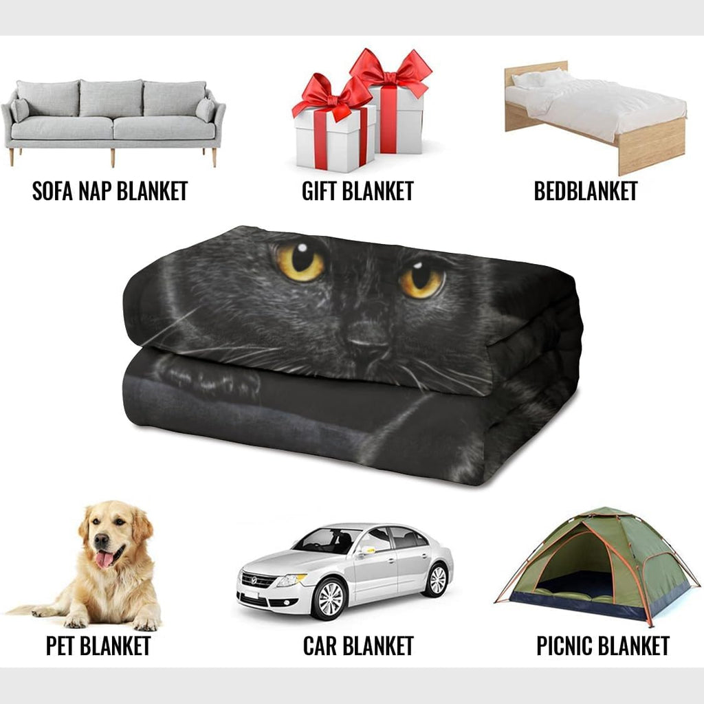 Очарователно фланелено одеяло с щампа на черна котка