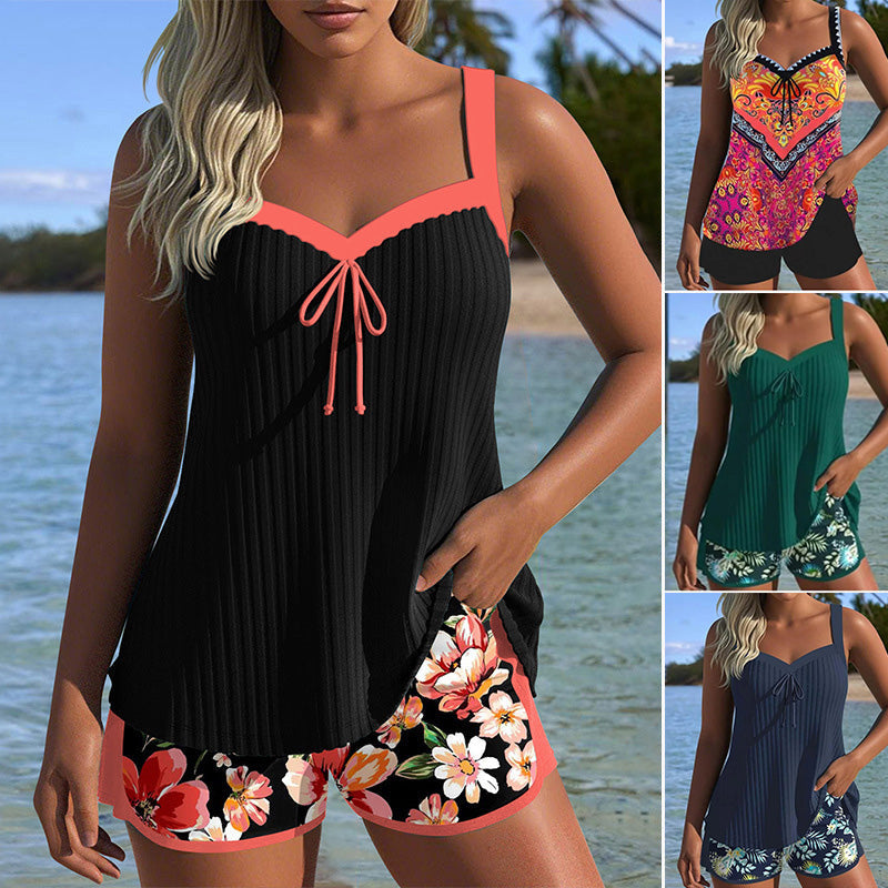 【S-3XL】👙Комплект от горнище и шорти с щампа